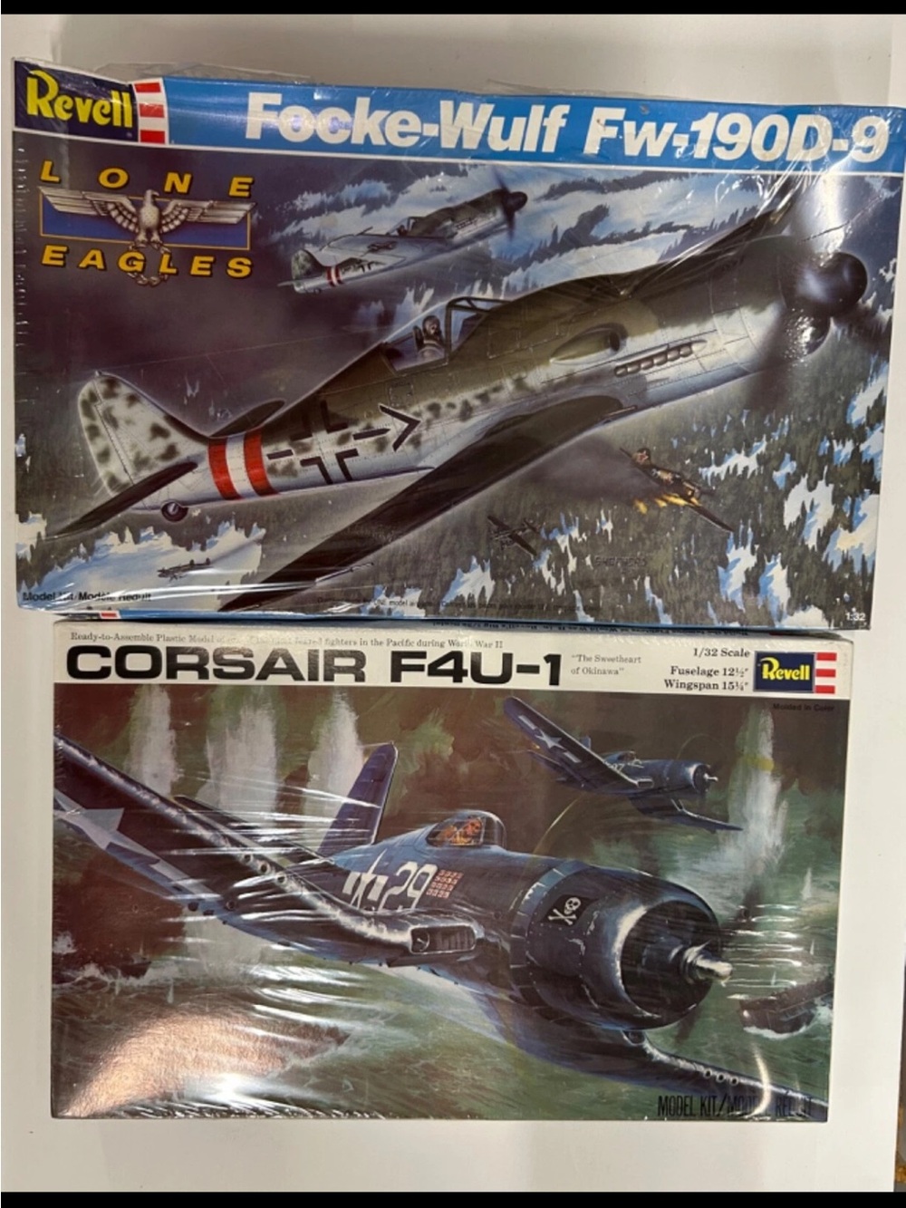 Vintage Revell 1/32 F4U-1 Corsair & Focke Wulf FW-190D-9 NOS Mint Sealed Box NIB